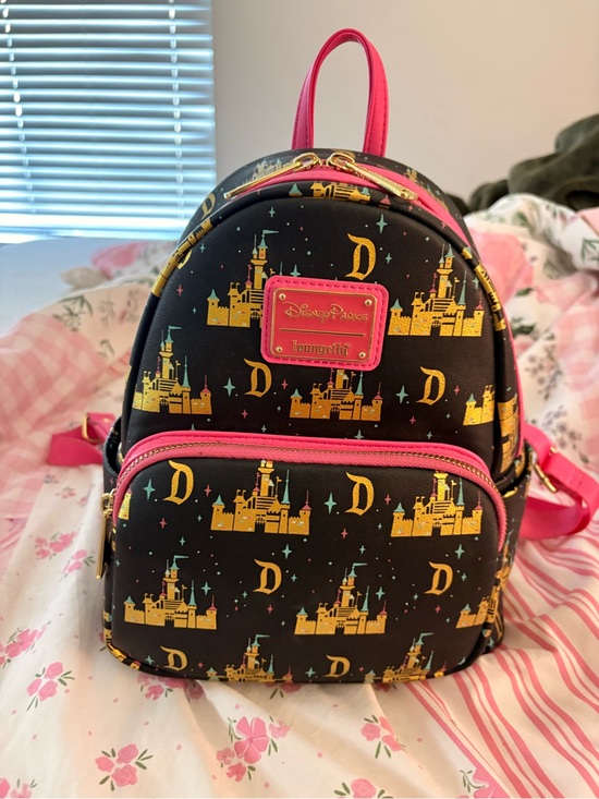 Loungefly Handbags - Disney Parks Pink & Black Castle Mini Backpack by Loungefly